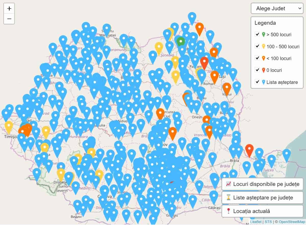 Harta interactivă a centrelor de vaccinare e online! Poți afla ce tip de vaccin se face în fiecare centru și câte locuri mai sunt libere