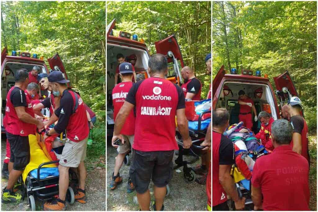 O tânără de 16 ani a căzsut pe un perete abrupt de șase metri, în Retezat. foto: Salvamont