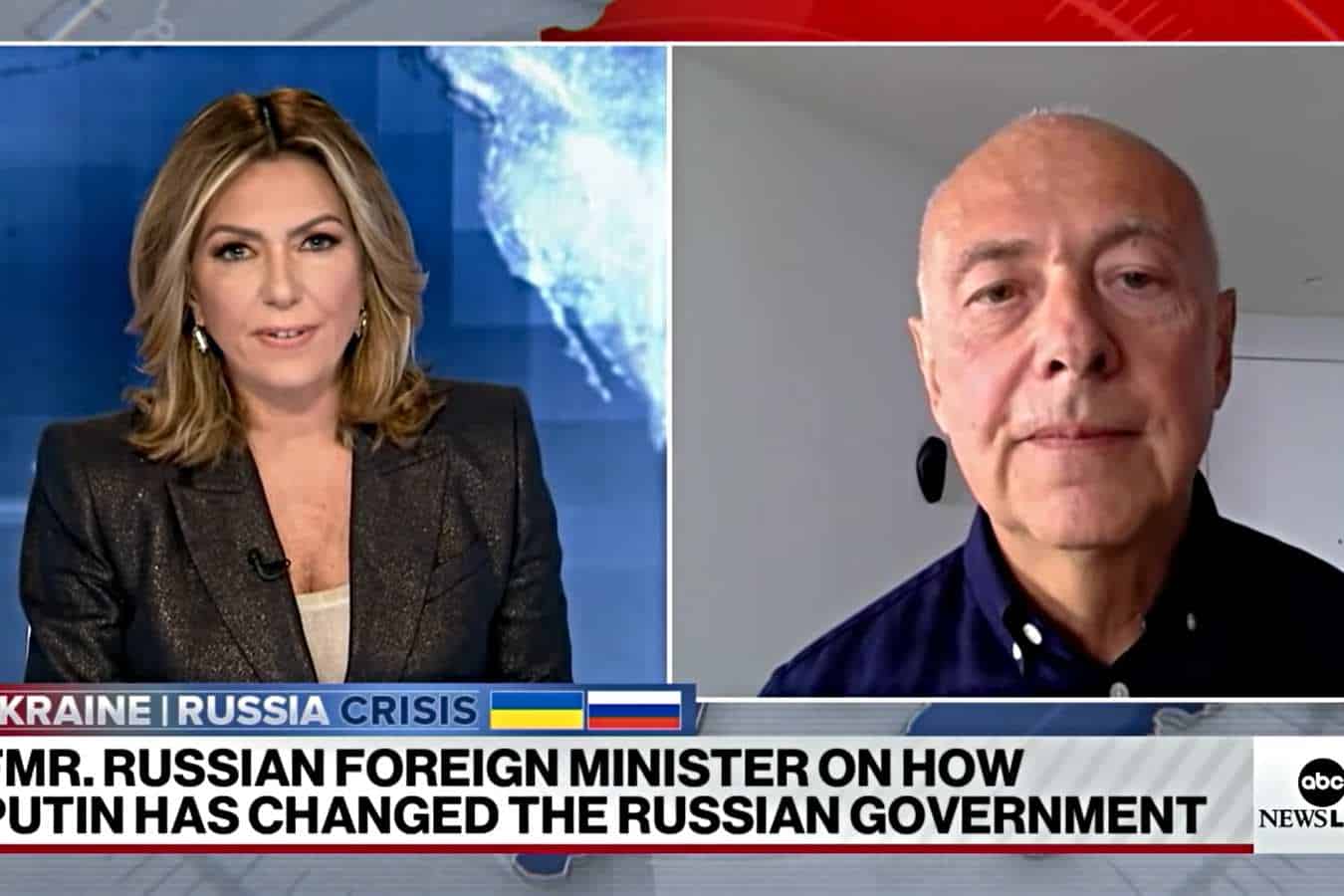 Fost ministru de externe rus: Faptul că am servit acest regim îmi face rău! Este prieten cu Putin. Sursa foto: captura ABC News