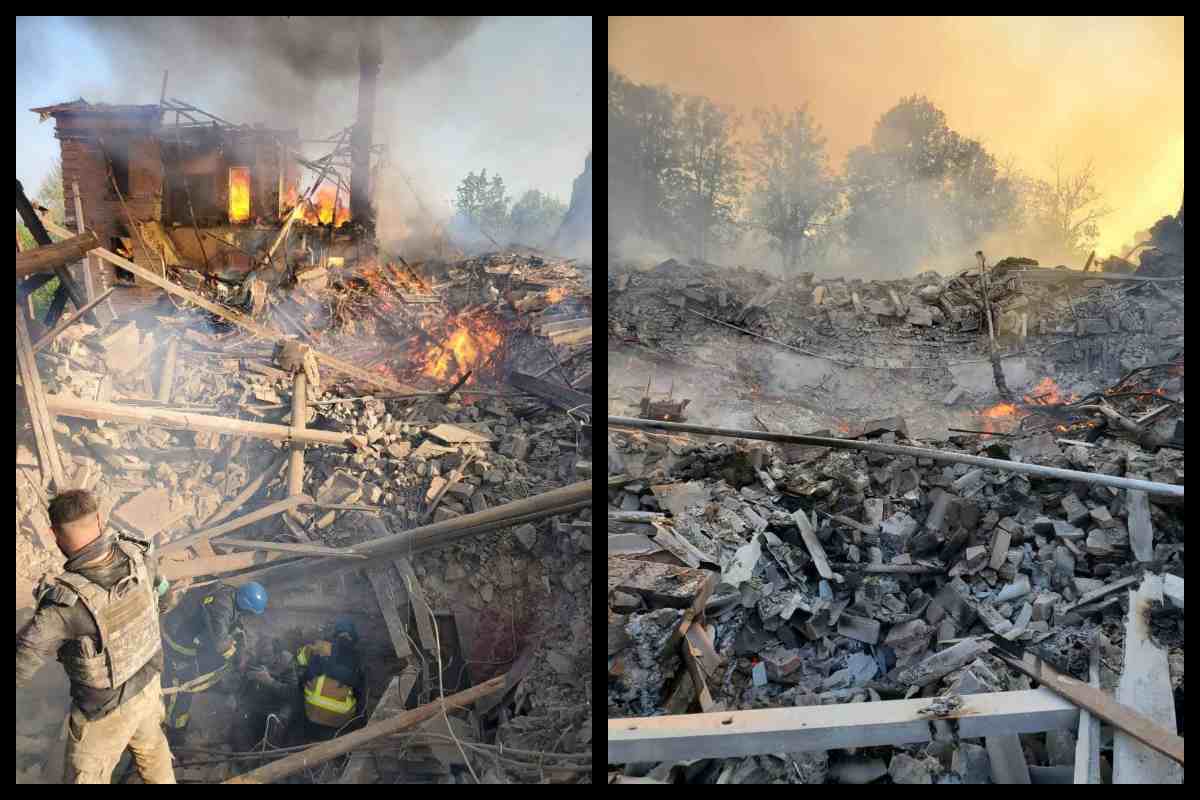 Război Ucraina: Rușii au bombardat o şcoală în care se adăposteau 90 de persoane. Sursa foto: Twitter/Nexta